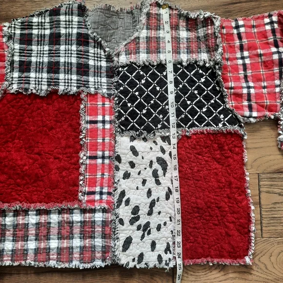 Patchwork Rag Quilt Upcycled Open Front Oversized Jacket - Picture 15 of 16